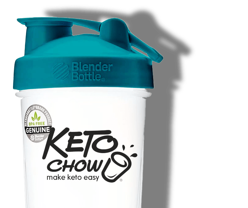 Keto Chow BlenderBottle® with a teal lid