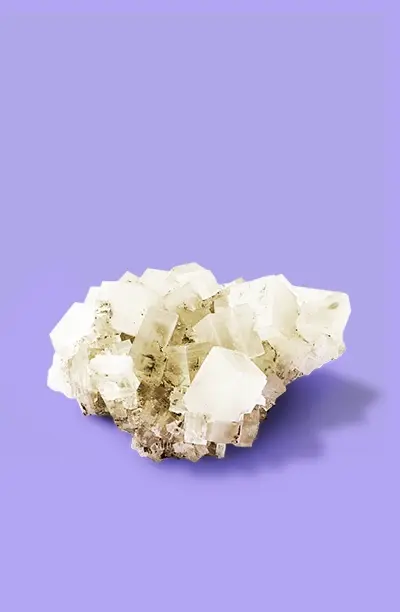 A salt crystal on a purple background