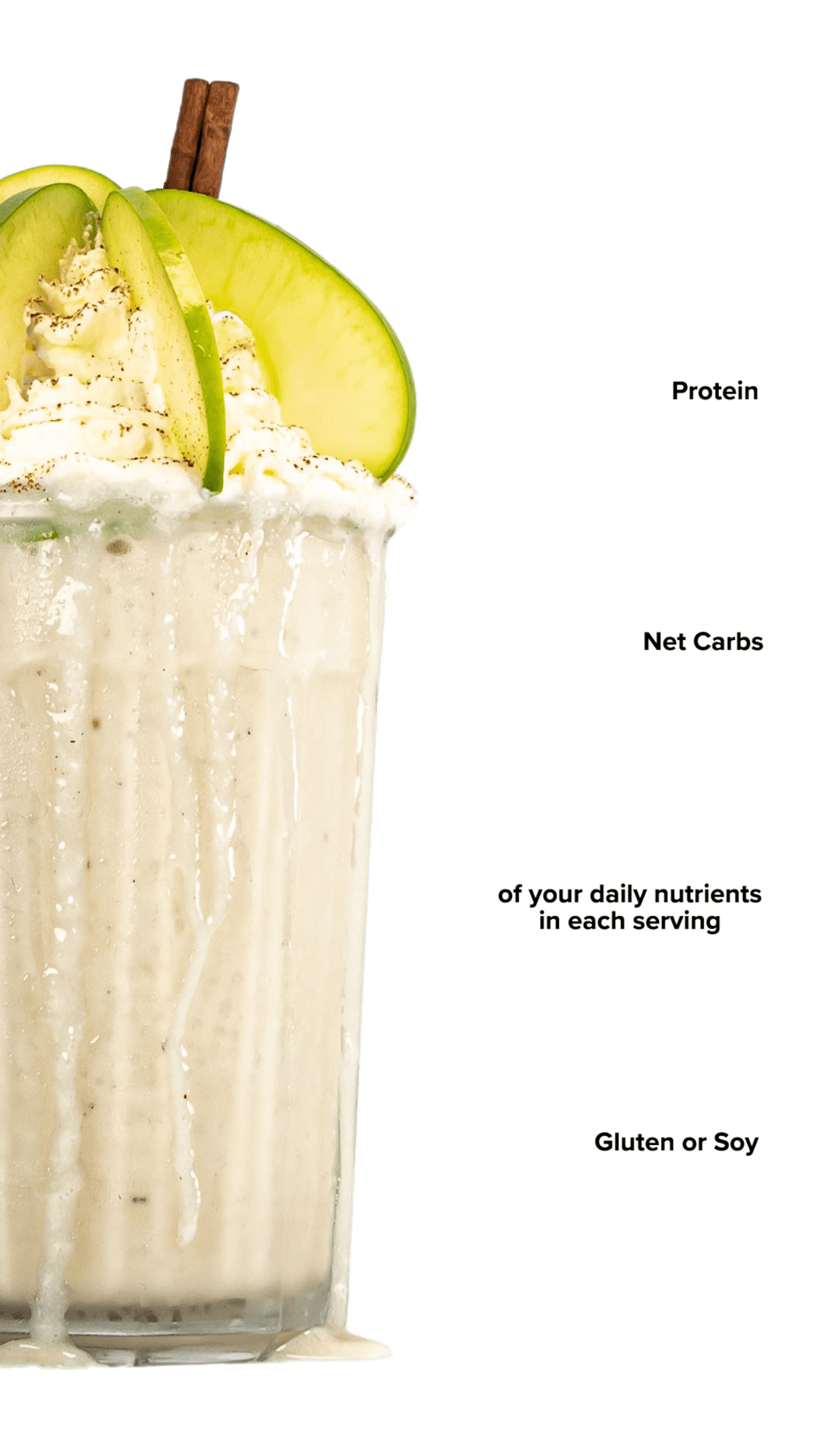 Keto Chow Apple Pie shake with macro information