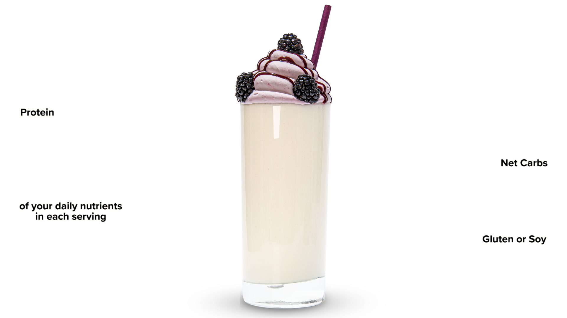 Keto Chow Blackberry shake with macro information