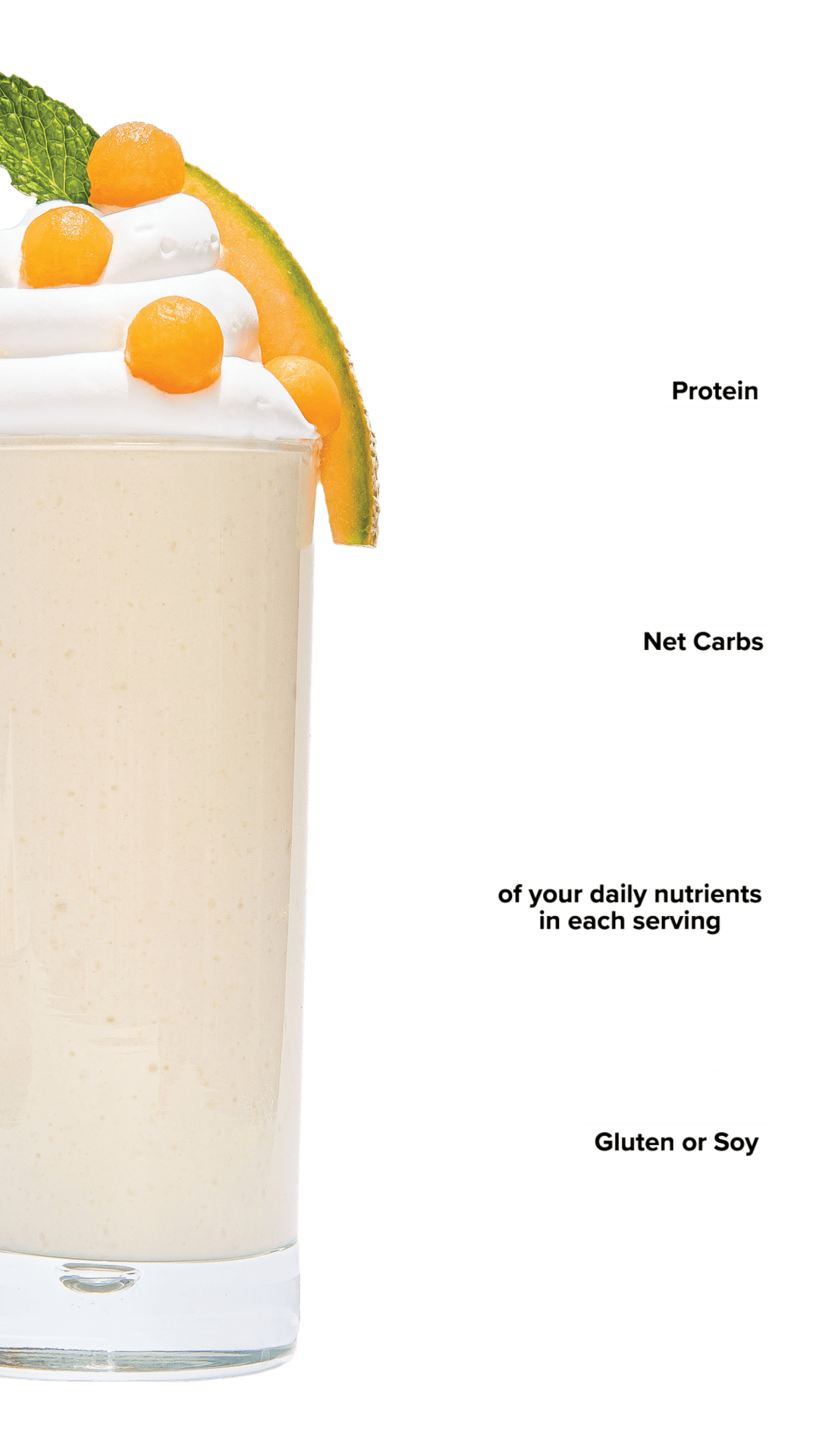 Keto Chow Cantaloupe shake with macro information