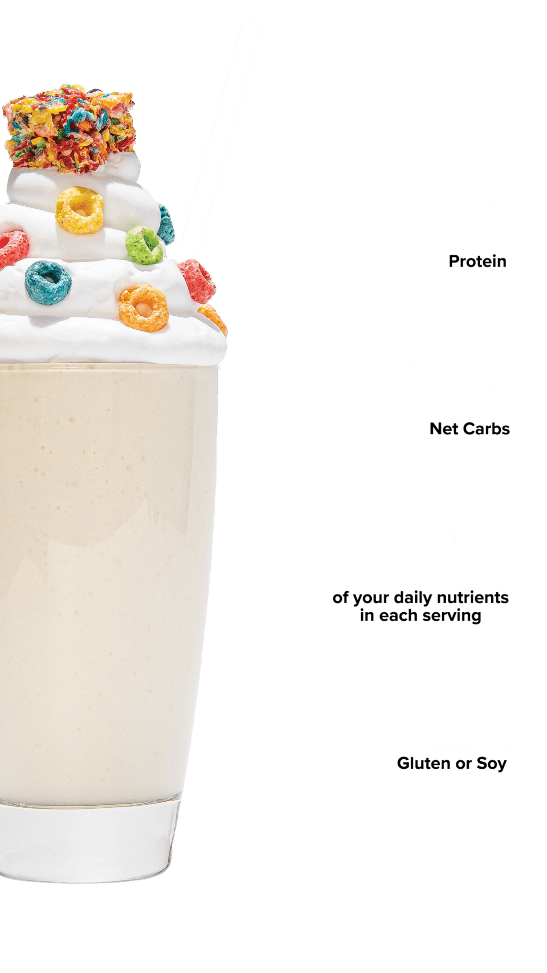 Keto Chow Fruity Cereal shake with macro information