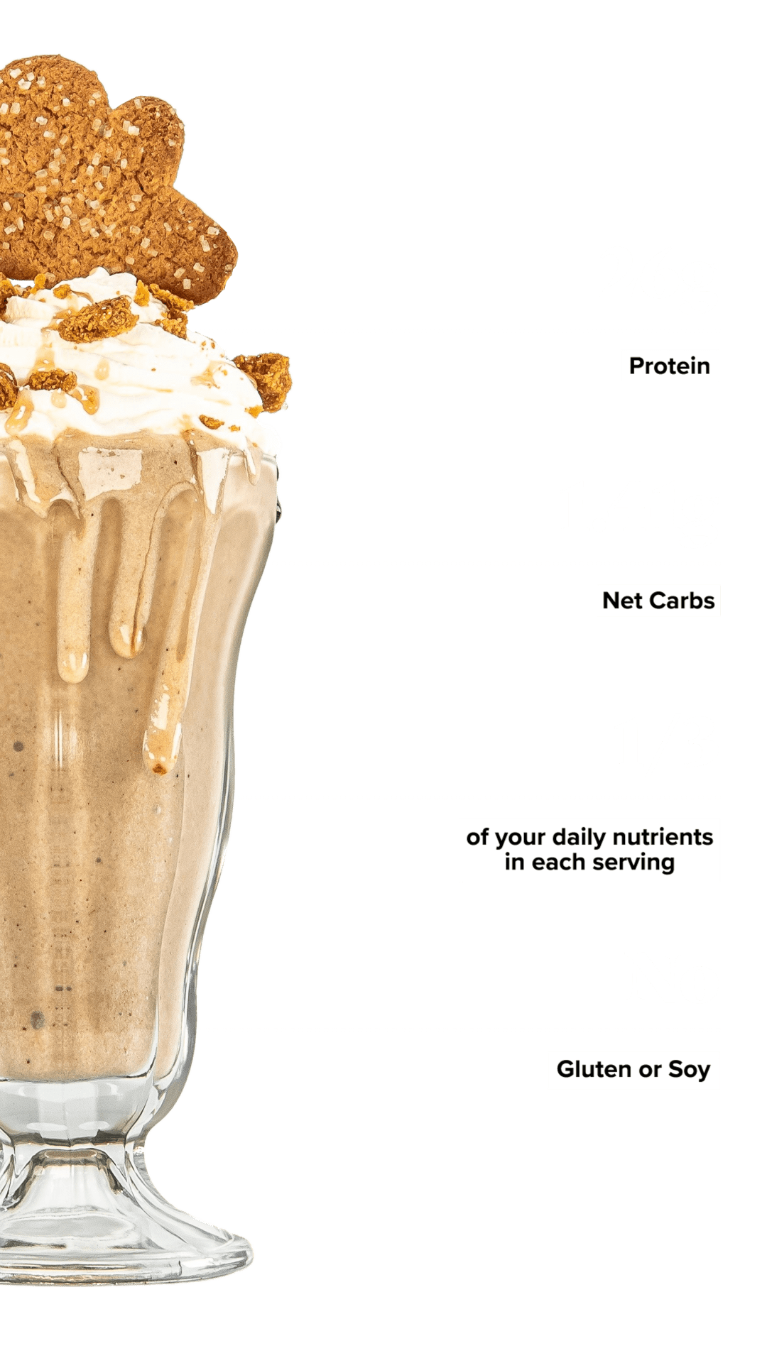 Gingerbread Keto Chow shake with macro information