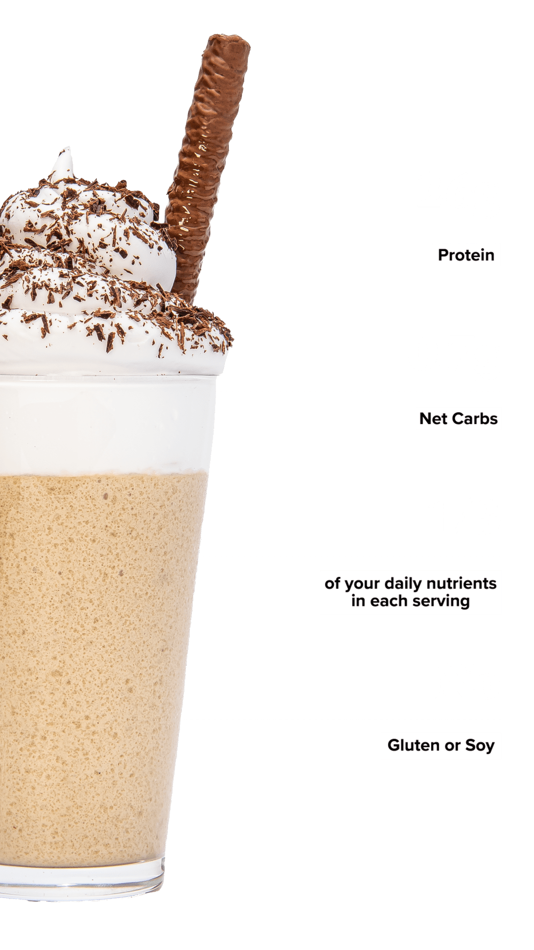 Keto Chow Irish Cream shake with macro information