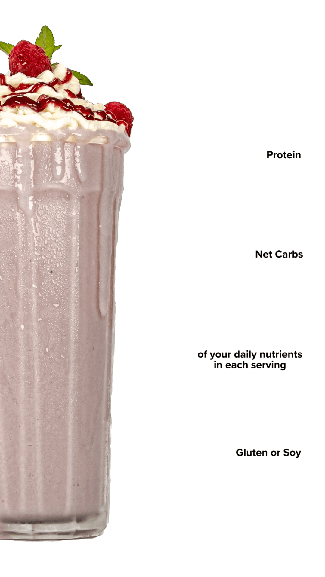 Keto Chow Raspberry Cheesecake shake with macro information