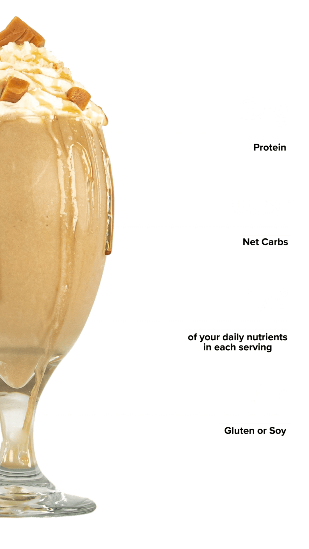 Keto Chow Salted Caramel shake with macro information