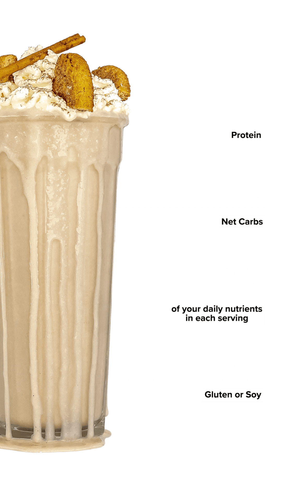 Keto Chow Snickerdoodle shake with macro information