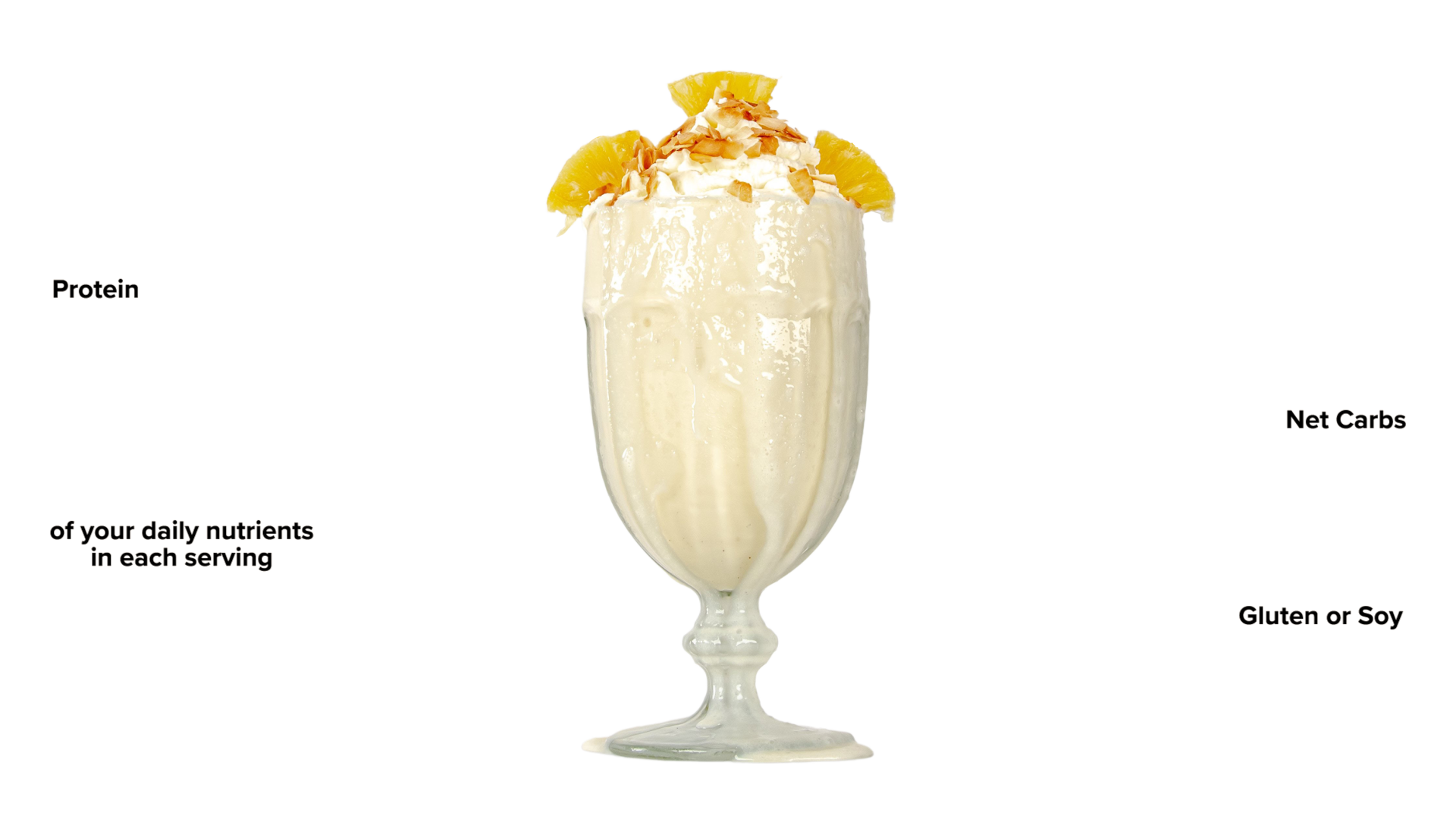 Pina Colada Keto Chow shake with macro information