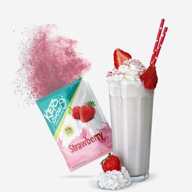 Strawberry Keto Chow packet with shake