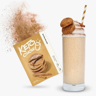 Snickerdoodle Keto Chow packet with shake