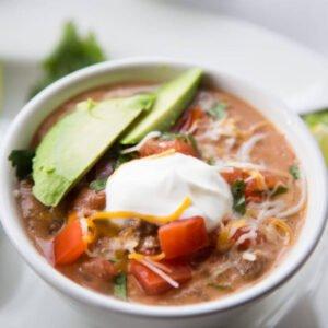 crockpot taco keto soup made with spicy taco keto chow. keto chow, make keto easy