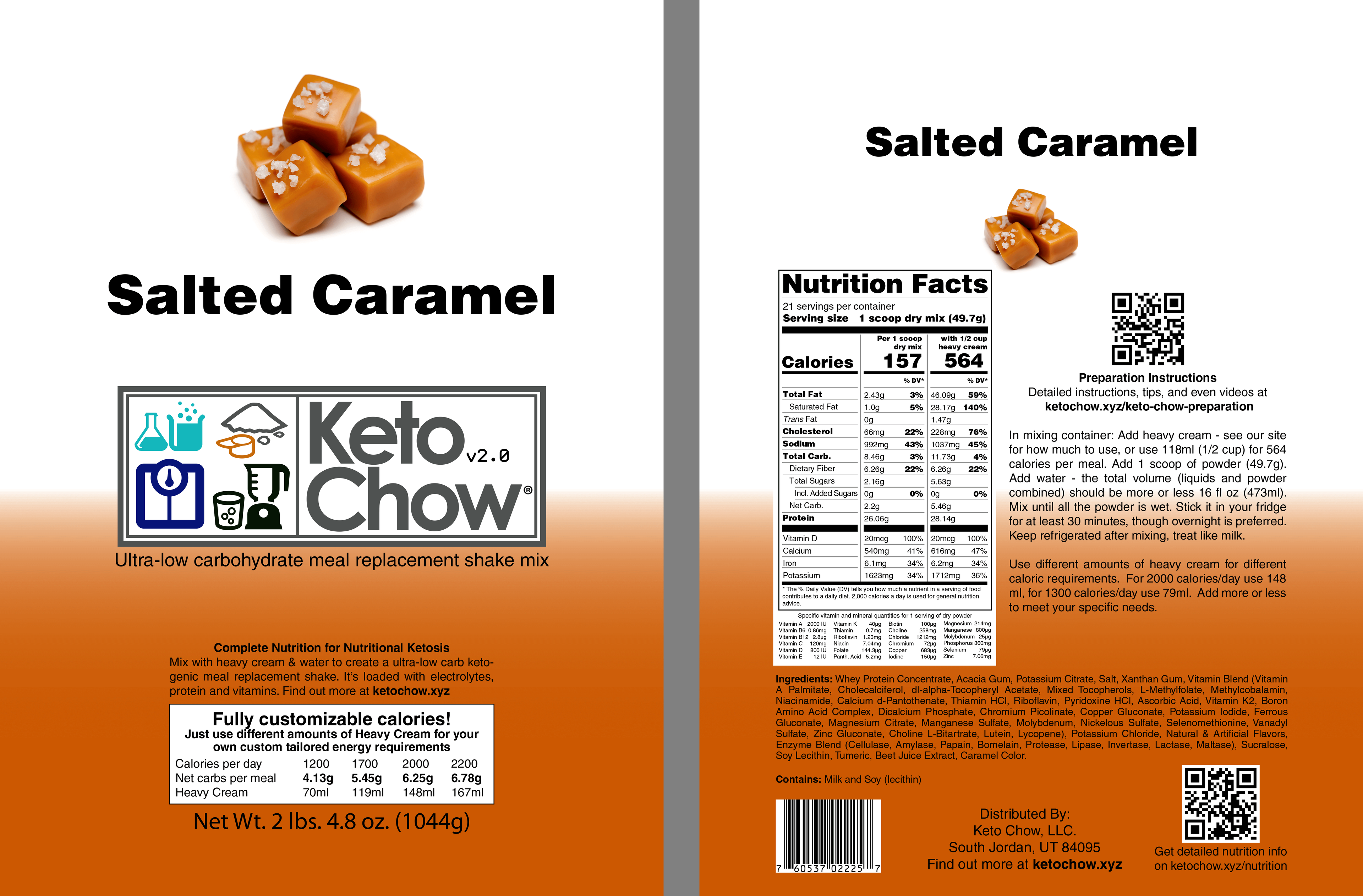 Salted Caramel Keto Chow Nutrition Label