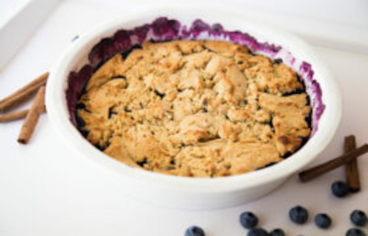 Dish with blueberry cobbler