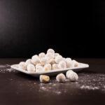 Side view - White plate with Irish Bonbons.