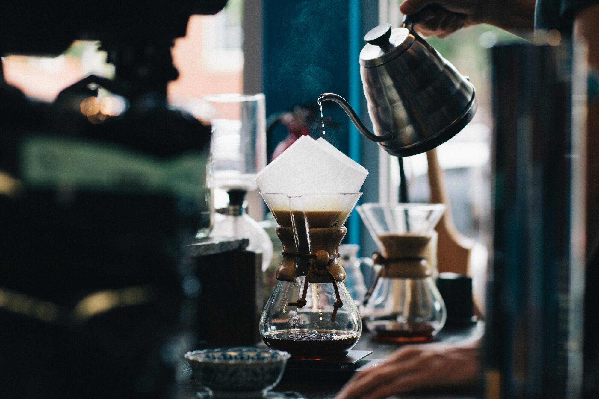 pouring water for coffee