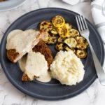 Keto Chicken Fried Steak with Cream Gravy